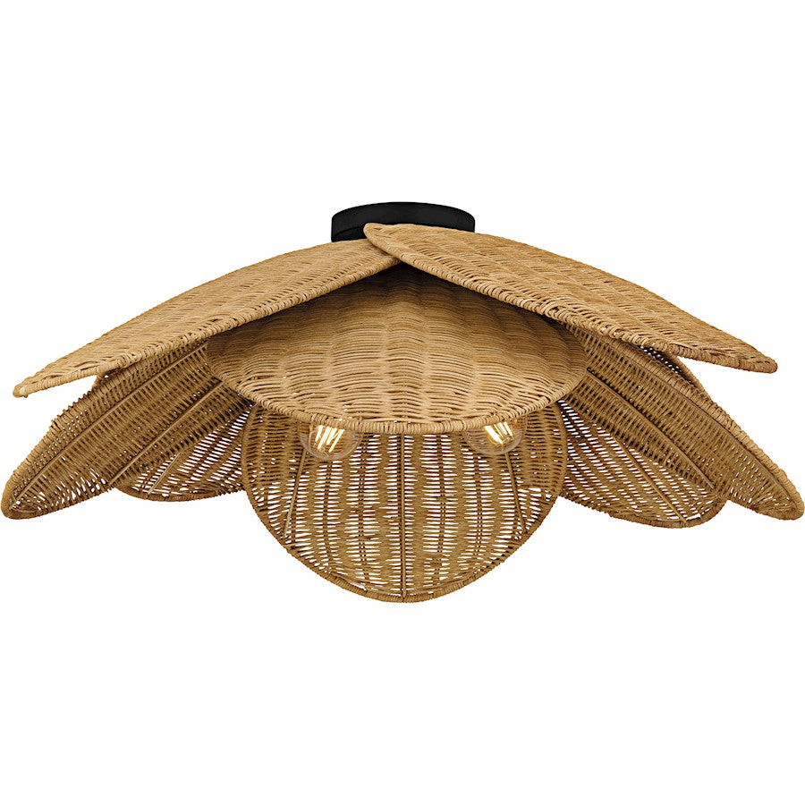Willa 4Light Semi-Flush Mount, Matte Black/Rattan