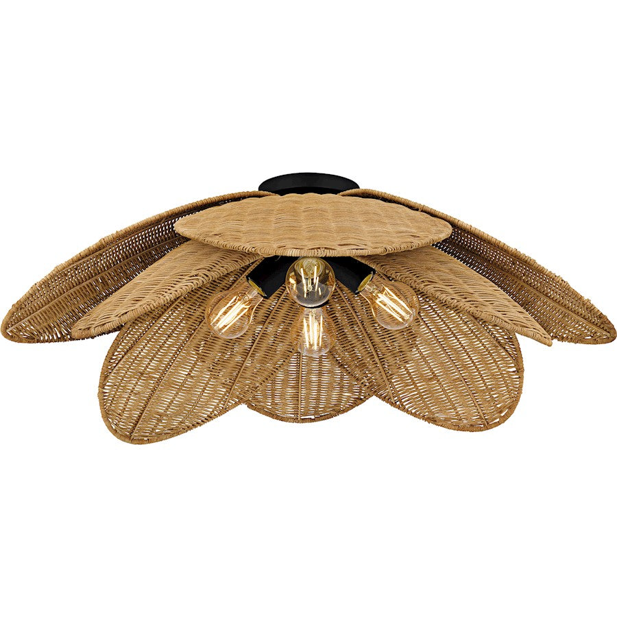 Willa 4Light Semi-Flush Mount, Matte Black/Rattan