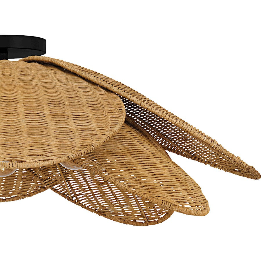 Willa 4Light Semi-Flush Mount, Matte Black/Rattan