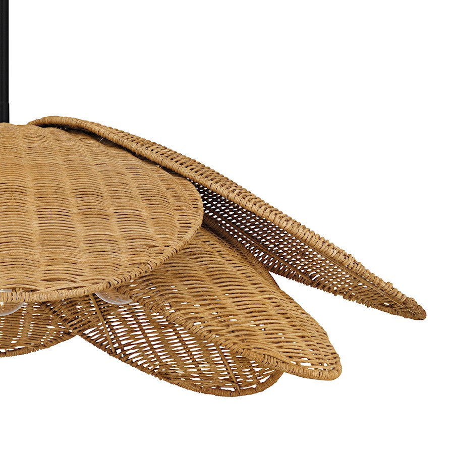 Willa 4Light Pendant, Matte Black/Rattan