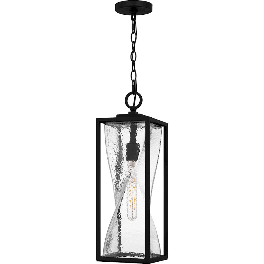 Zarah 1Lt 22" Outdoor Lantern, Black/Clear Hammered