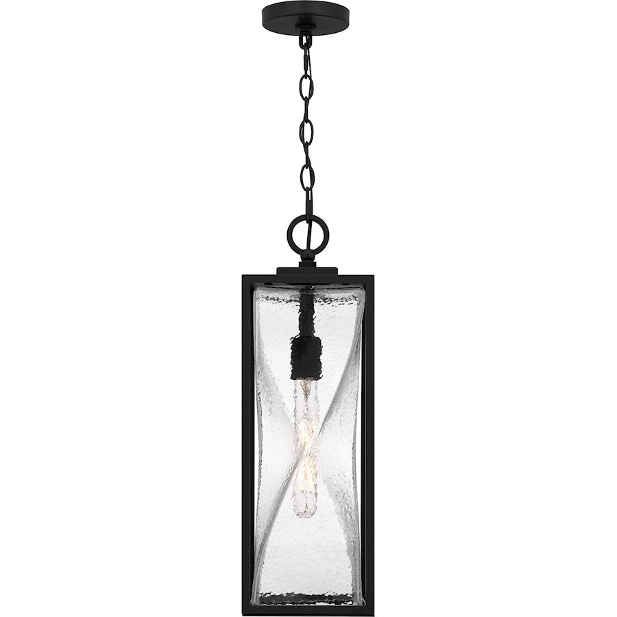 Zarah 1Lt 22" Outdoor Lantern, Black/Clear Hammered
