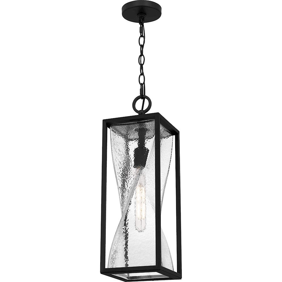 Zarah 1Lt 22" Outdoor Lantern, Black/Clear Hammered
