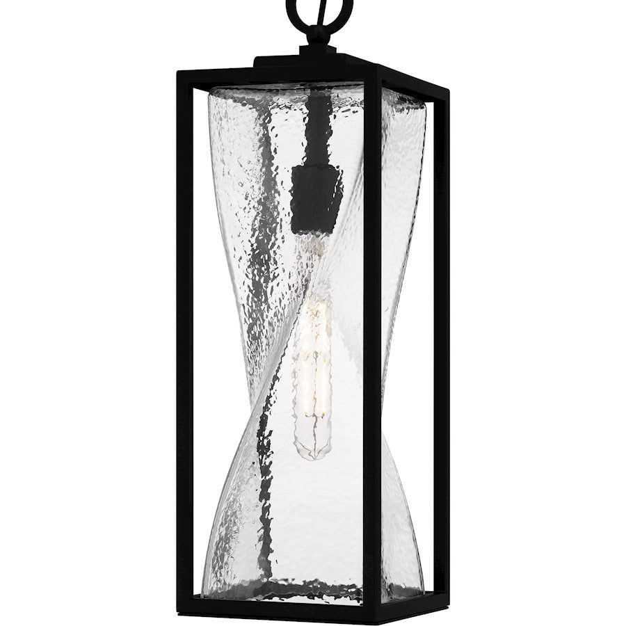 Zarah 1Lt 22" Outdoor Lantern, Black/Clear Hammered