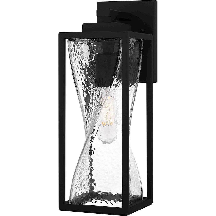 Quoizel Zarah 1Lt 14" Outdoor Lantern, Black/Clear Hammered Glass - ZAR8405MBK