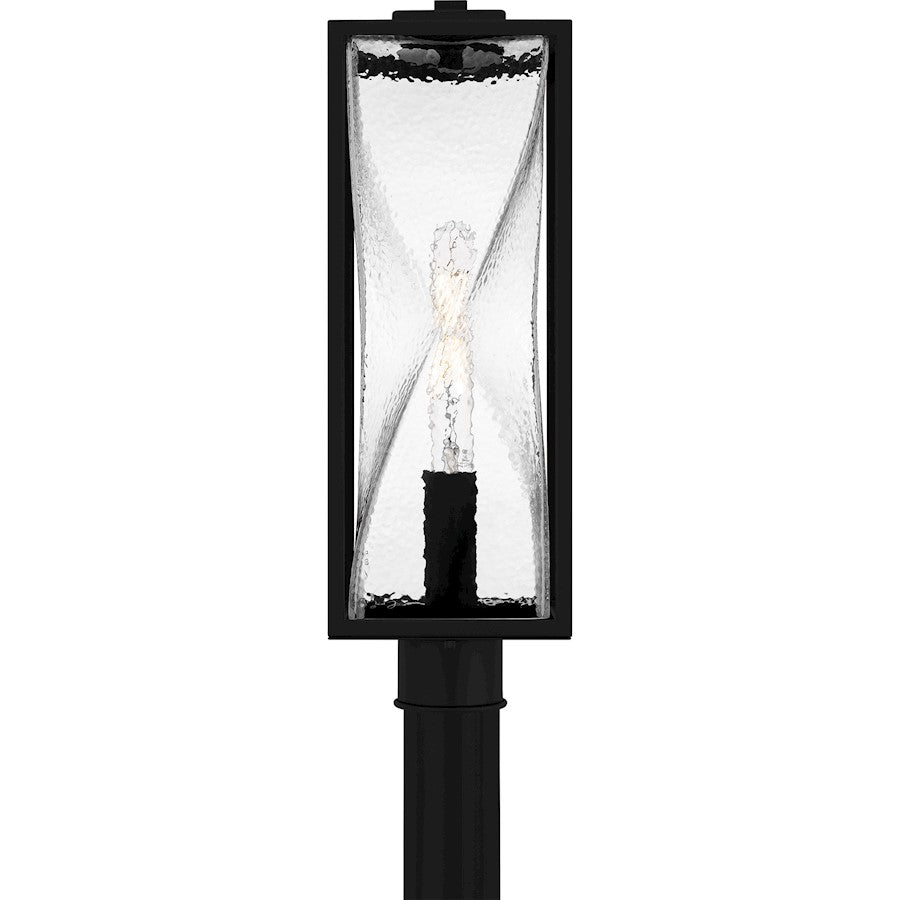 Zarah 1Lt 21" Outdoor Lantern, Black/Clear Hammered