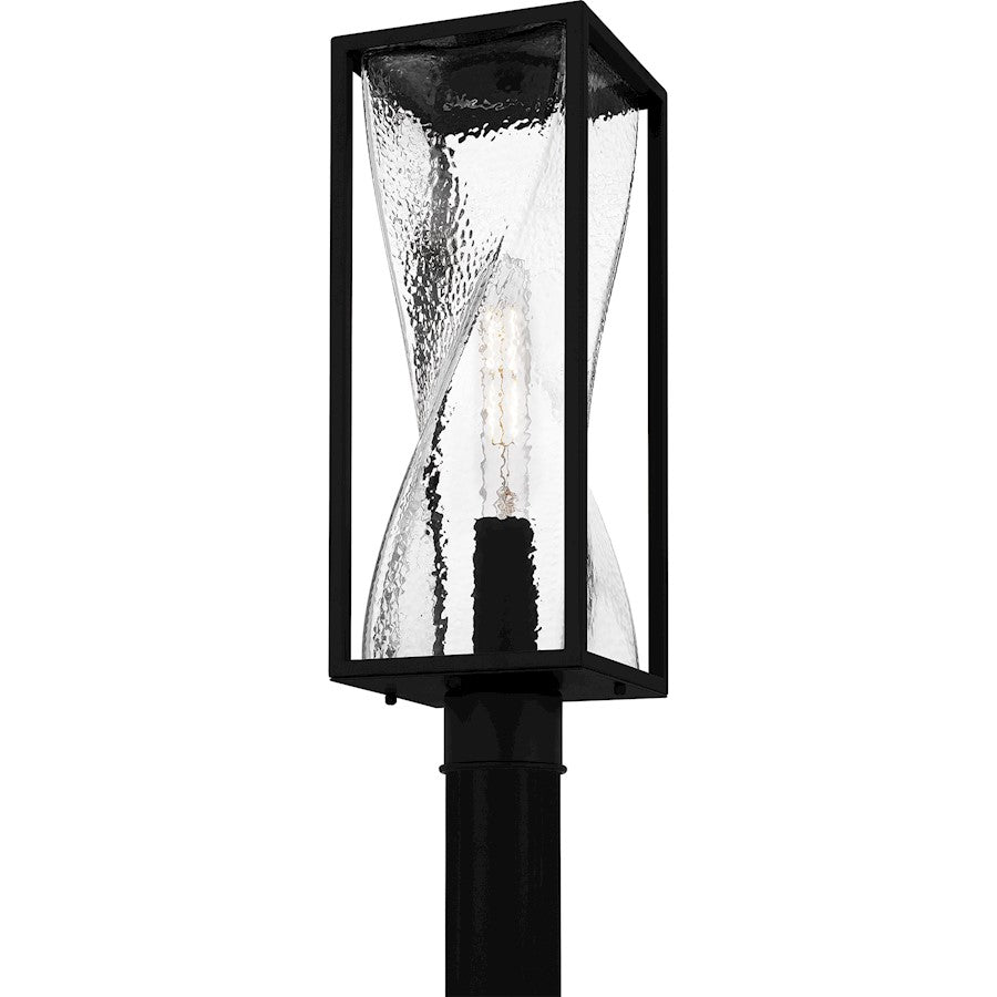 Zarah 1Lt 21" Outdoor Lantern, Black/Clear Hammered