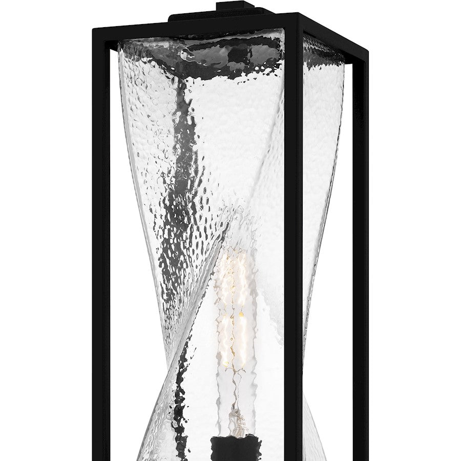 Zarah 1Lt 21" Outdoor Lantern, Black/Clear Hammered