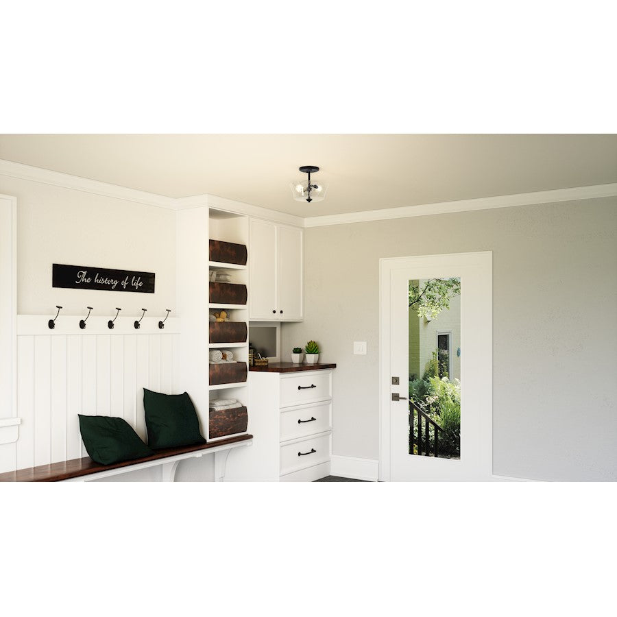 Acacia 2 Light Semi-Flush Mount, Clear Water