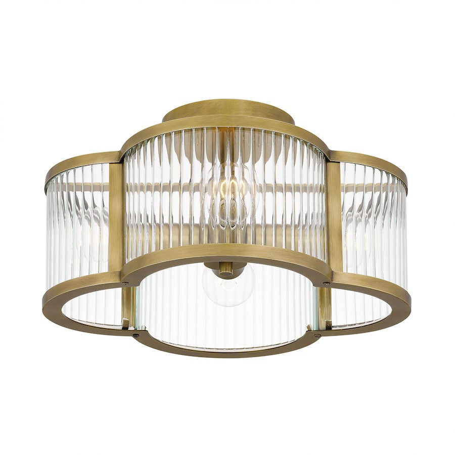 Aster 4 Light Semi-Flush Mount, Clear Ribbed
