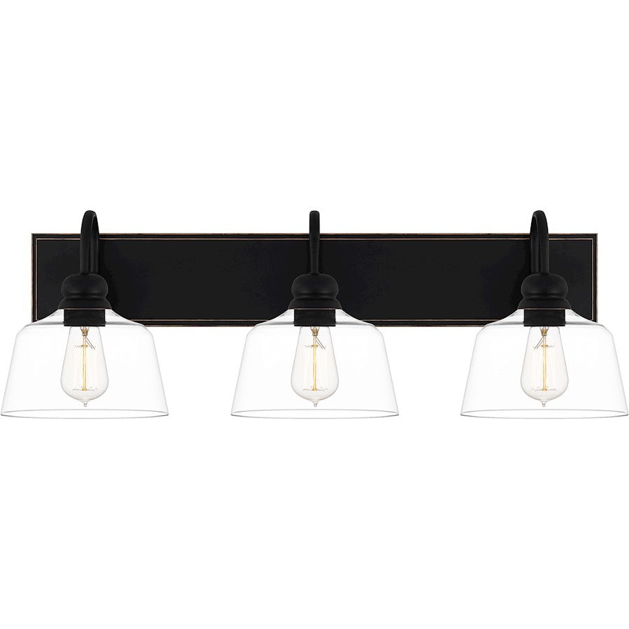 Blanton 3 Light Bath Light, Matte Black/Clear
