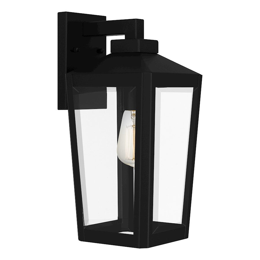 Blomfield 1 Light Outdoor Lantern, Matte Black/Beveled