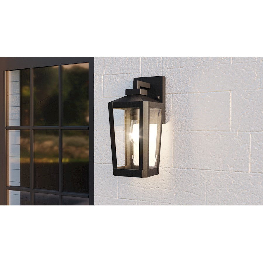 Blomfield 1 Light Outdoor Lantern, Matte Black/Beveled