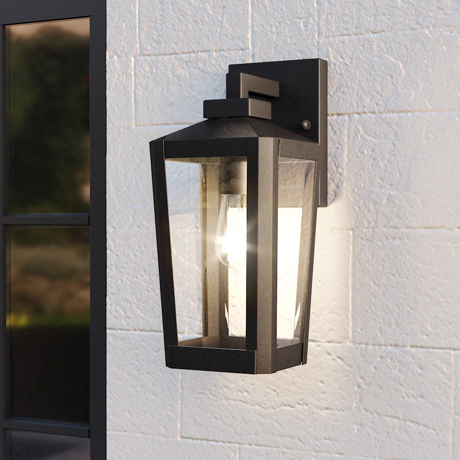 Blomfield 1 Light Outdoor Lantern, Matte Black/Beveled