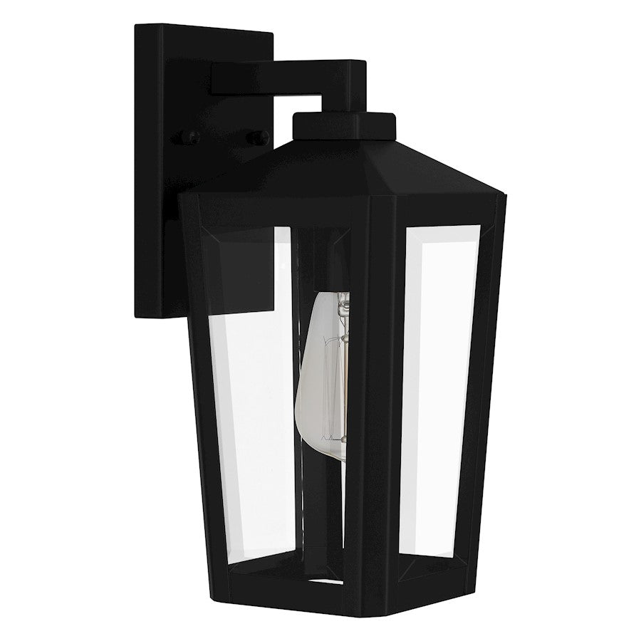Blomfield 1 Light Outdoor Lantern, Matte Black/Beveled