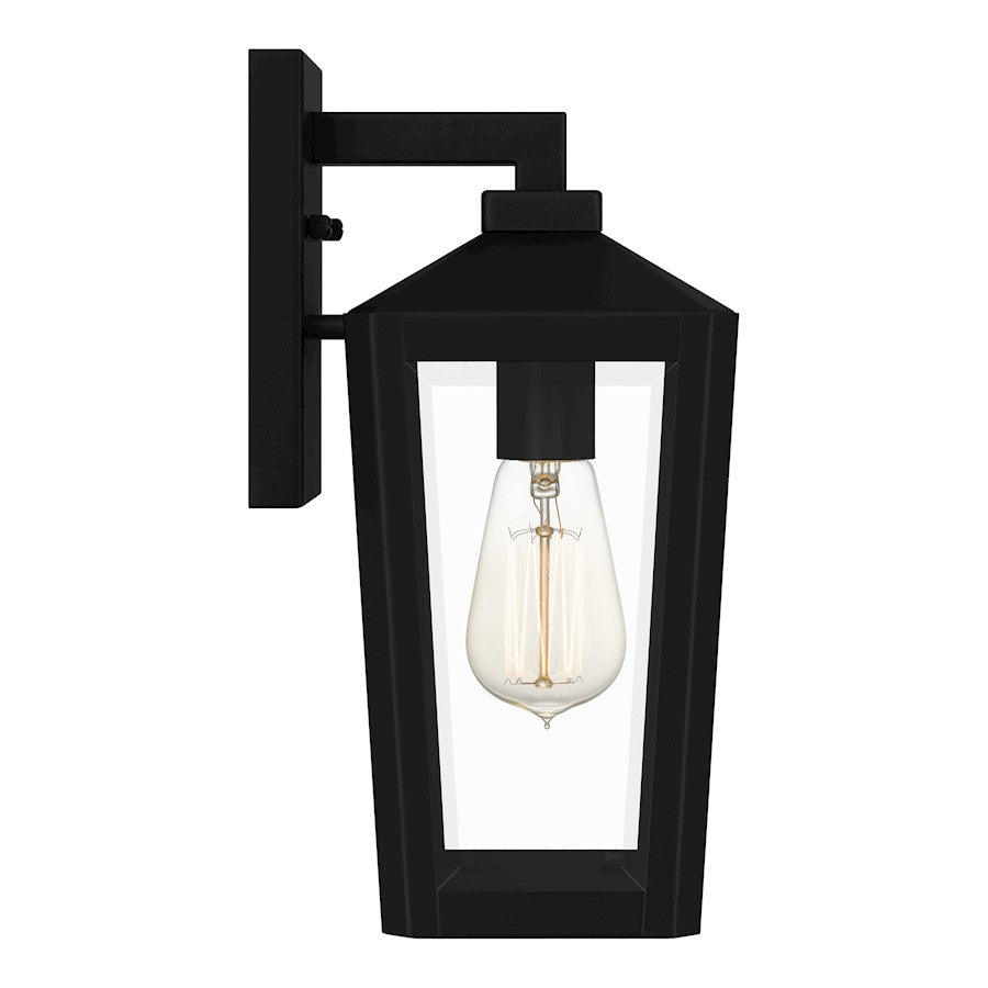 Blomfield 1 Light Outdoor Lantern, Matte Black/Beveled