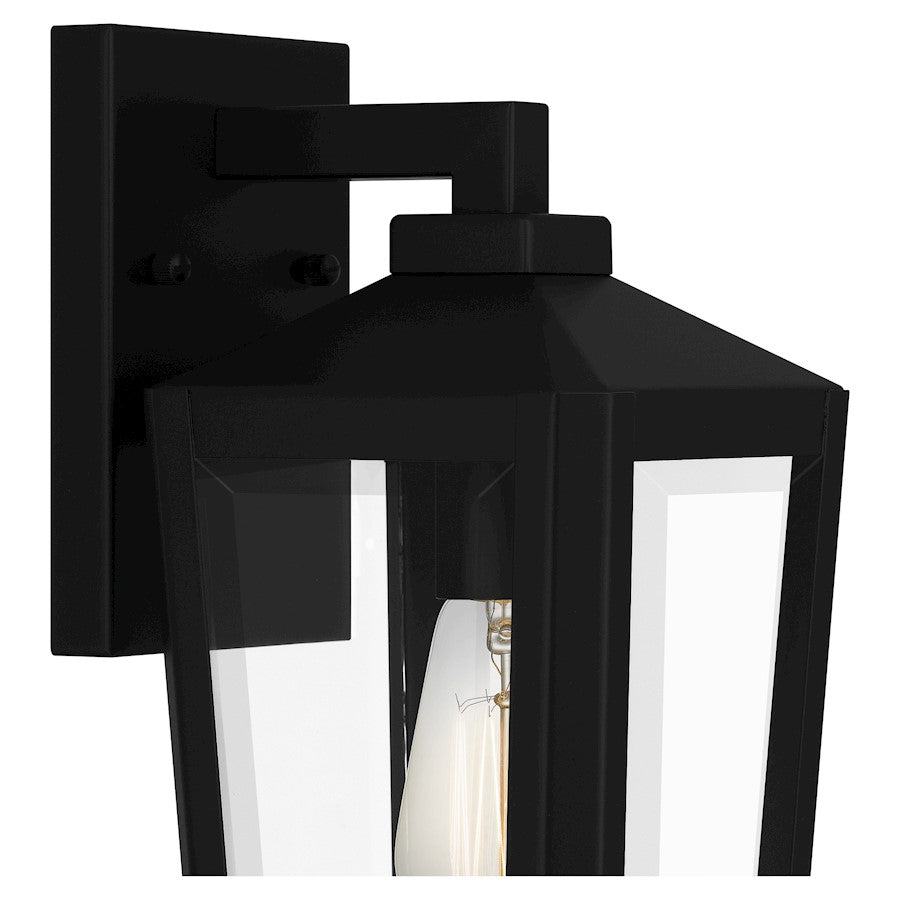 Blomfield 1 Light Outdoor Lantern, Matte Black/Beveled