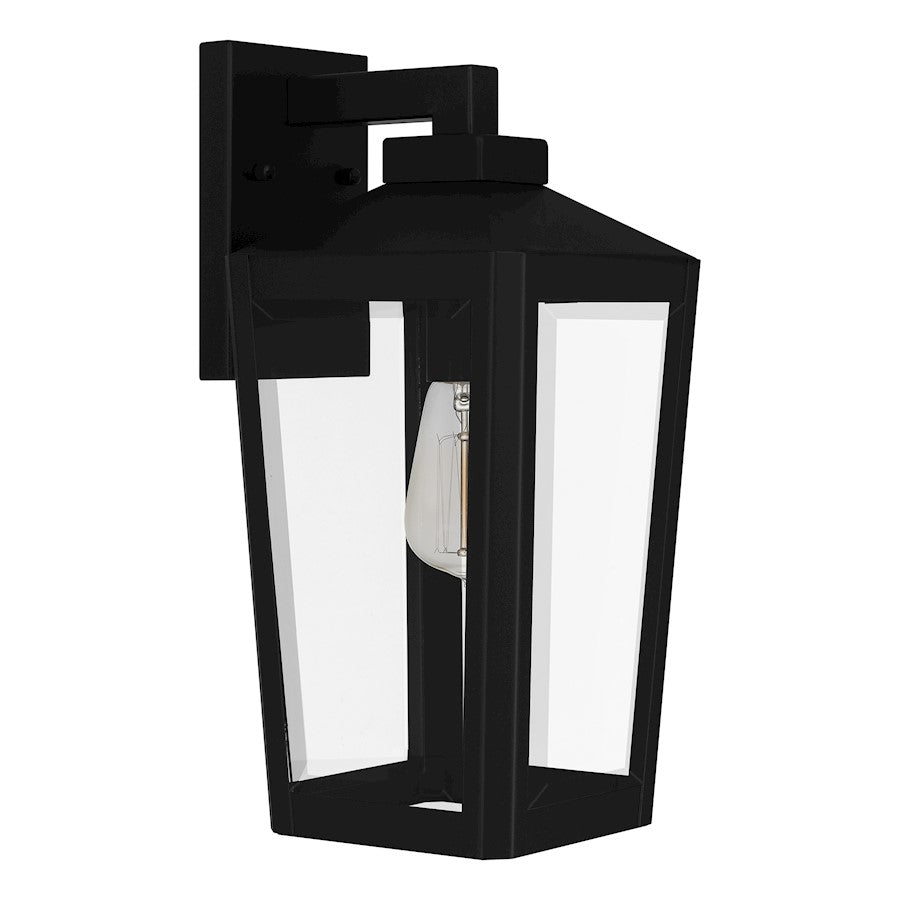 Blomfield 1 Light Outdoor Lantern, Matte Black/Beveled