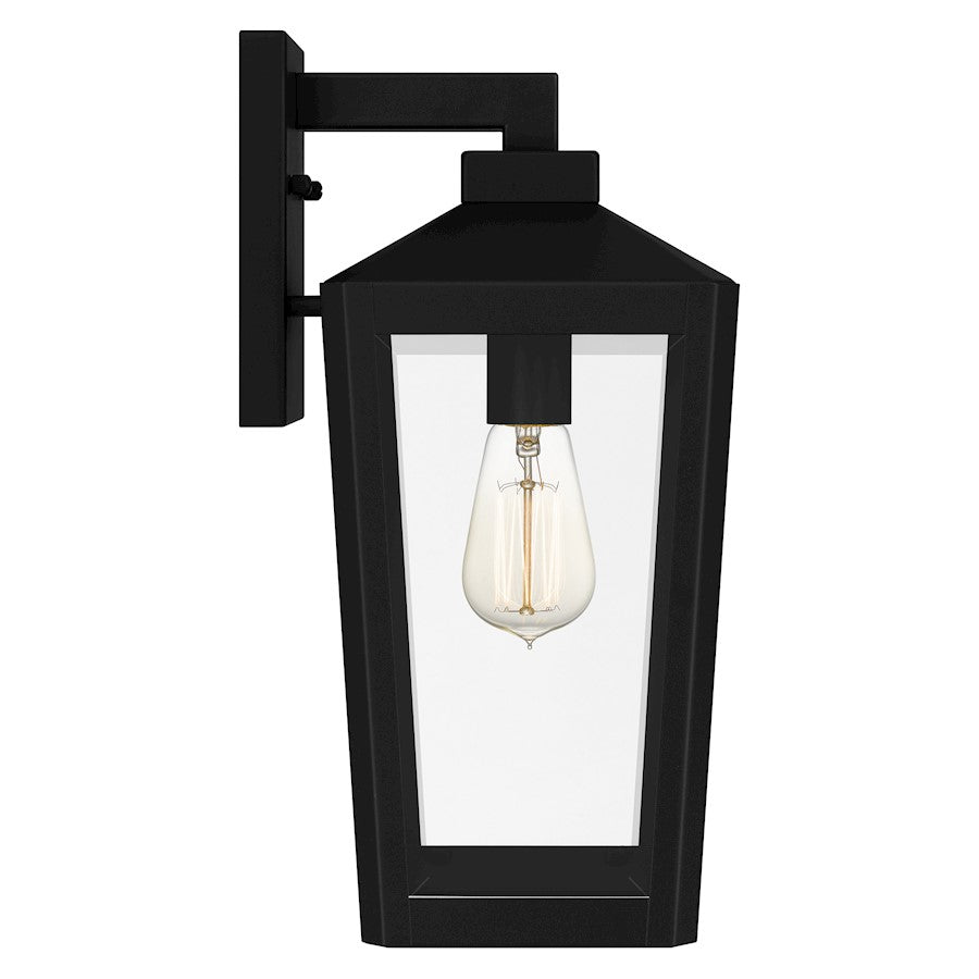 Blomfield 1 Light Outdoor Lantern, Matte Black/Beveled