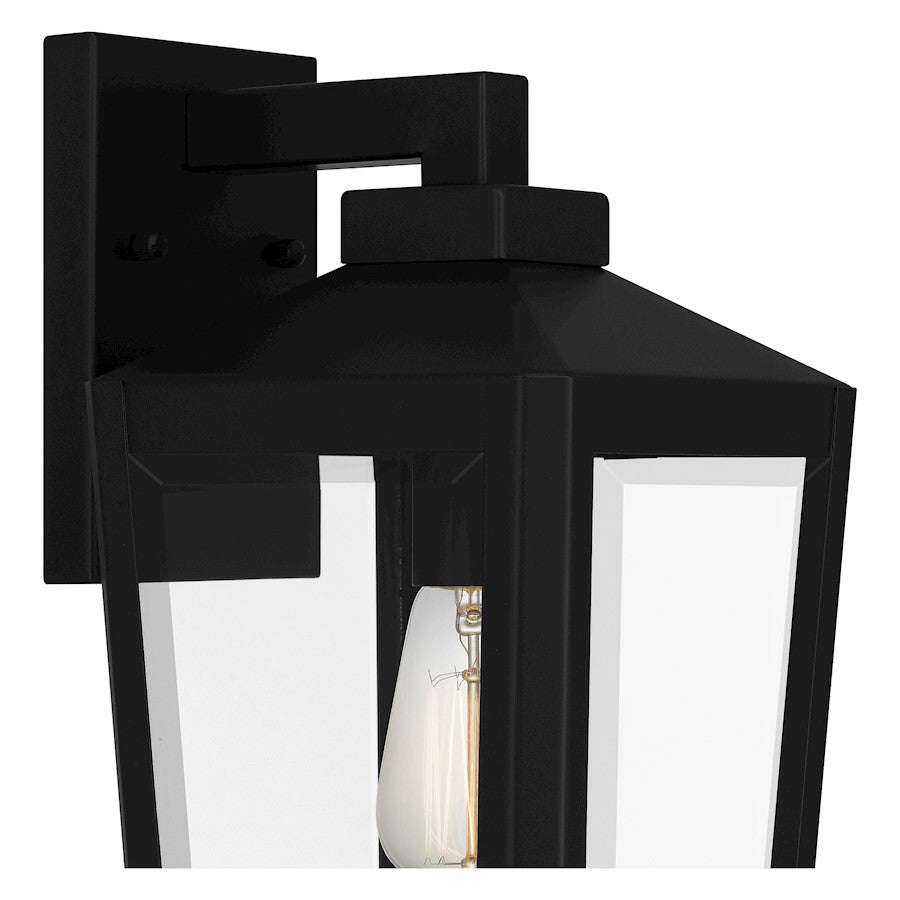 Blomfield 1 Light Outdoor Lantern, Matte Black/Beveled