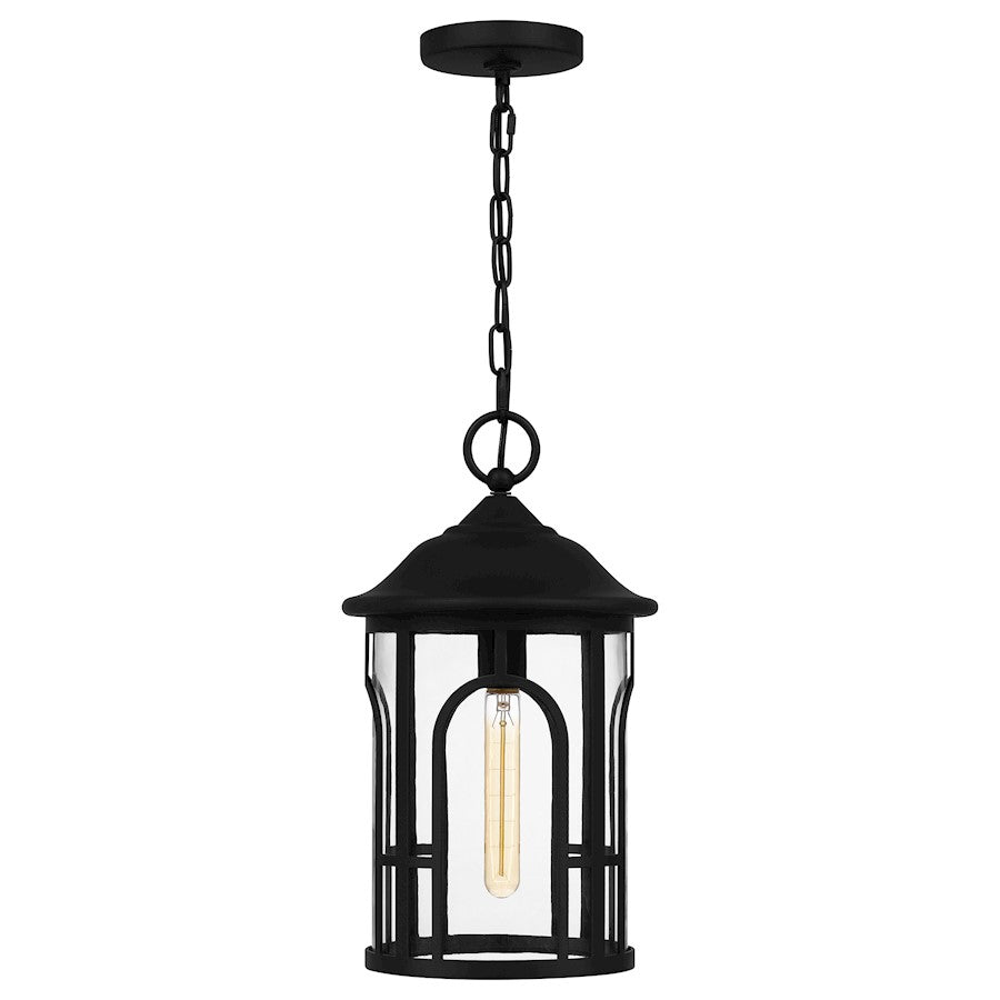 Brampton 1 Light Mini Pendant, Matte Black/Clear