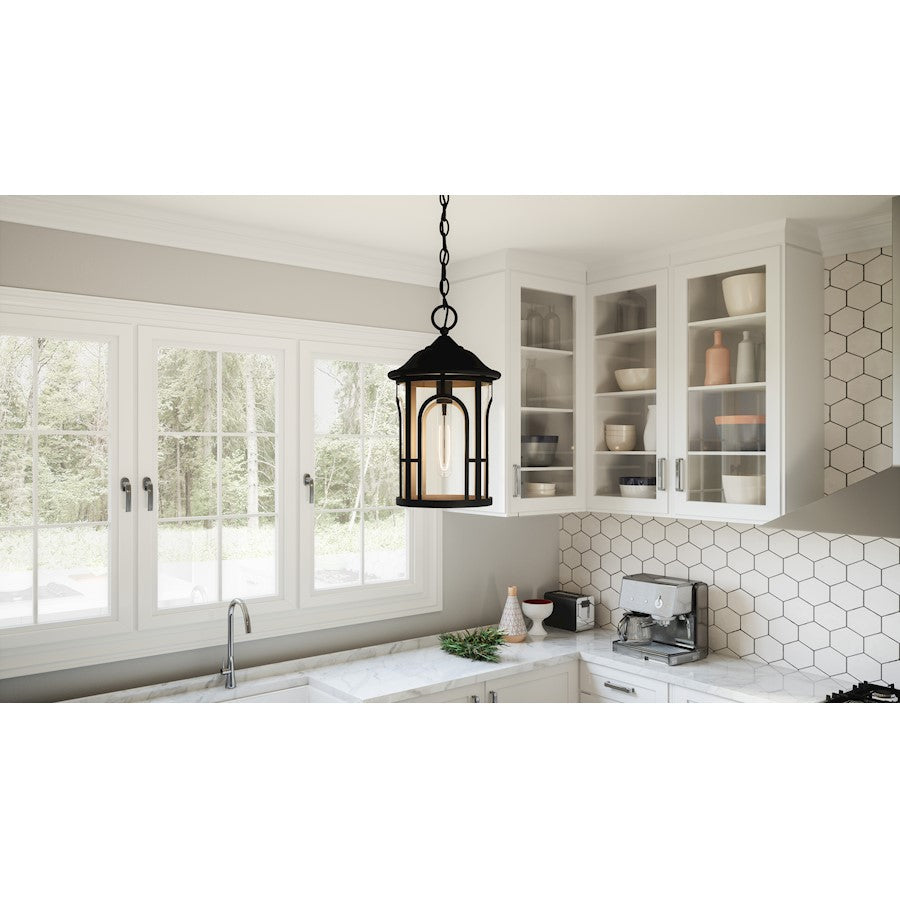 Brampton 1 Light Mini Pendant, Matte Black/Clear