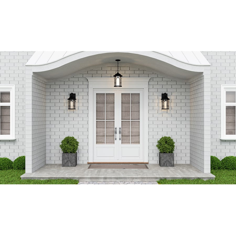 Brampton 1 Light 17" Outdoor Lantern, Matte Black/Clear