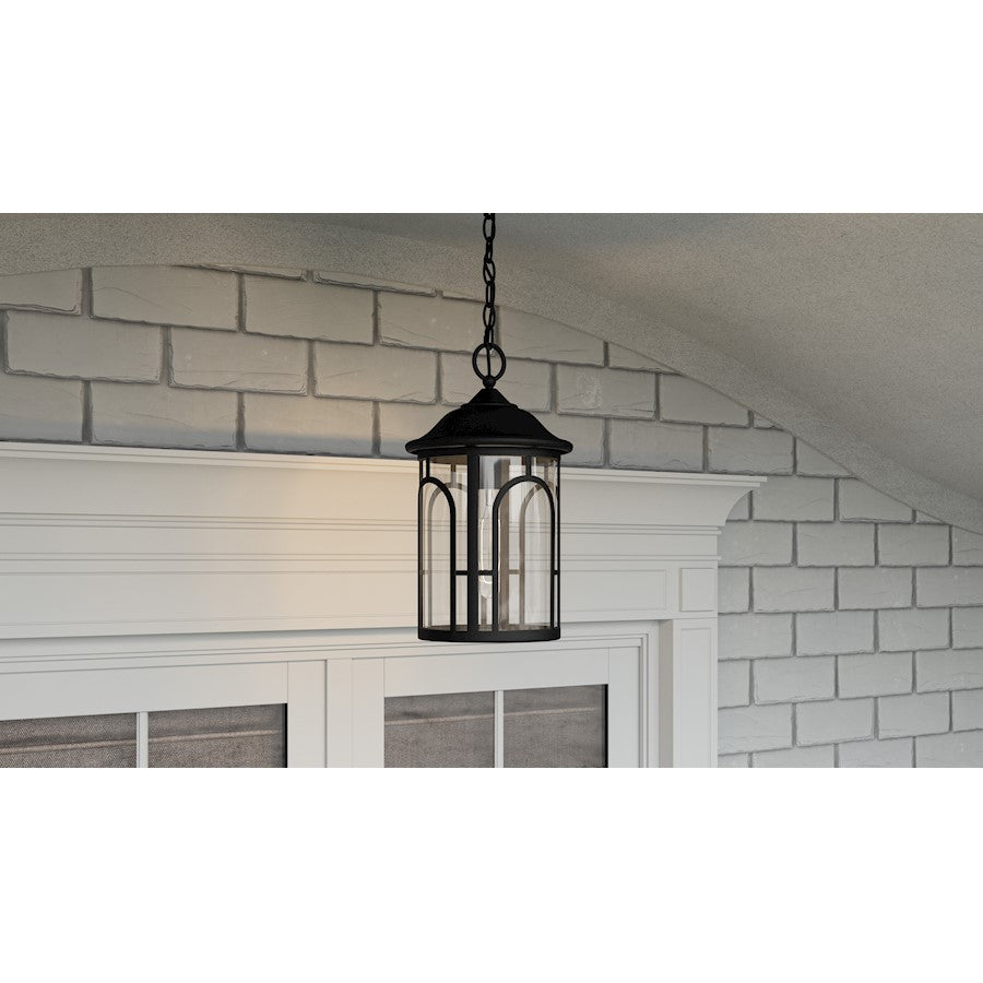 Brampton 1 Light 17" Outdoor Lantern, Matte Black/Clear