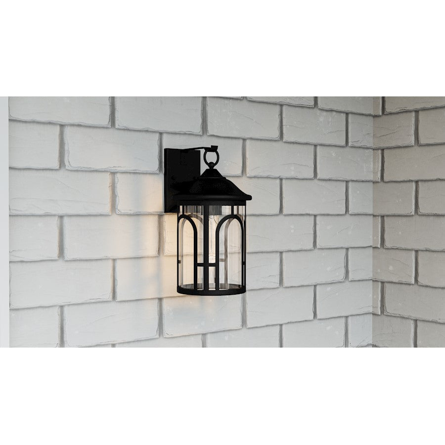 Brampton 1 Light Outdoor Lantern, Matte Black/Clear