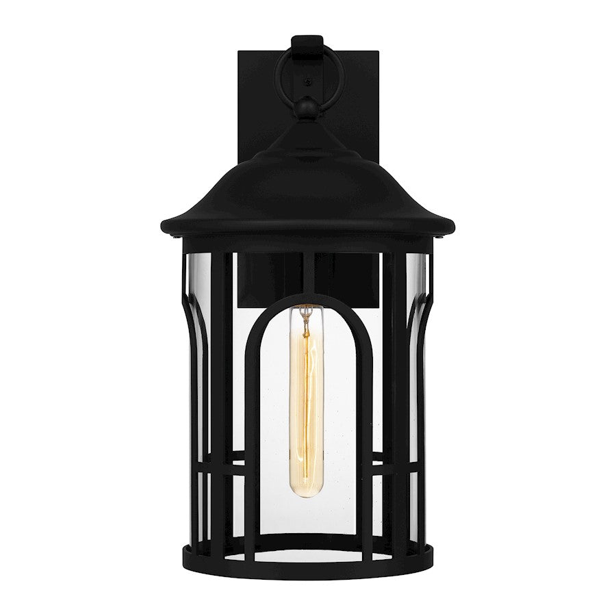 Brampton 1 Light Outdoor Lantern, Matte Black/Clear