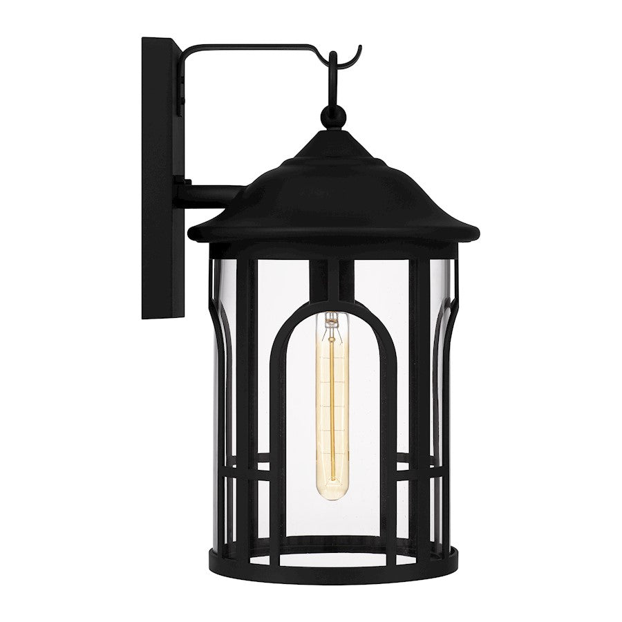 Brampton 1 Light Outdoor Lantern, Matte Black/Clear