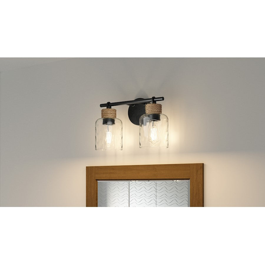 Baltic 2 Light Bath Light, Matte Black/Clear Water