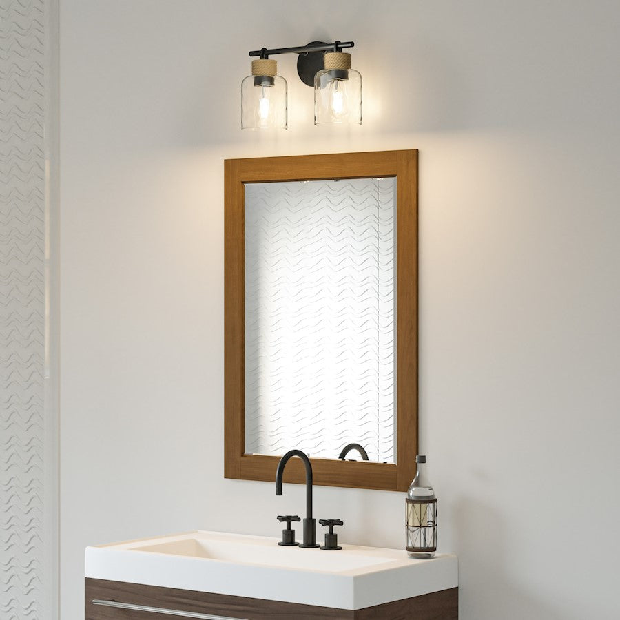 Baltic 2 Light Bath Light, Matte Black/Clear Water