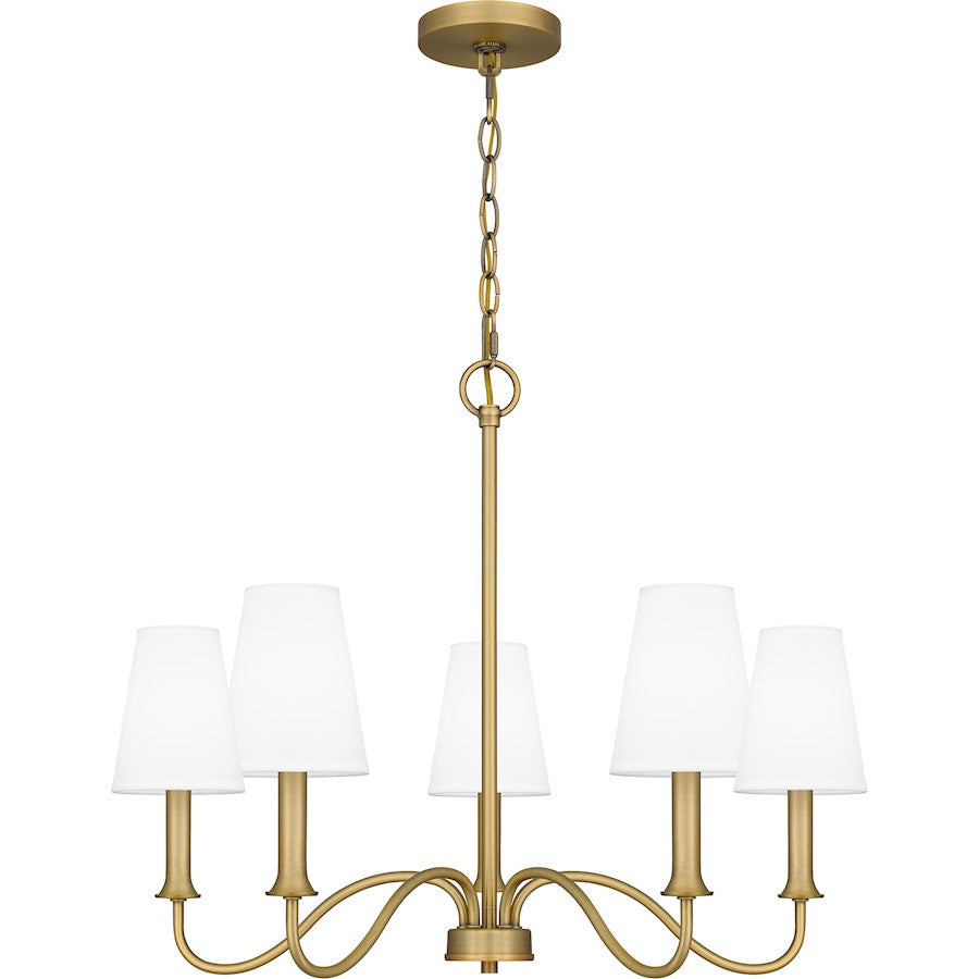 Beatty 5 Light Chandelier, Aged Brass/White Parchment