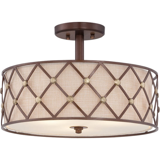 Brown Lattice Semi-Flush Mount, Copper Canyon