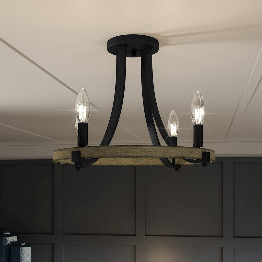 Colombes 4 Light Semi-Flush Mount, Grey Ash