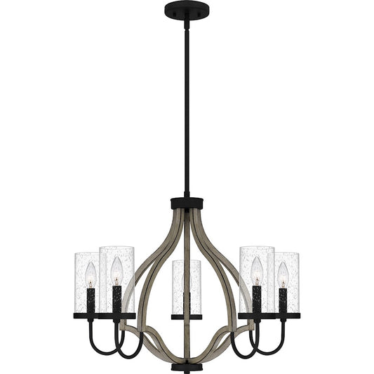 Quoizel Cornelia 5 Light Chandelier, Matte Black/Clear Seedy - CNE5026MBK