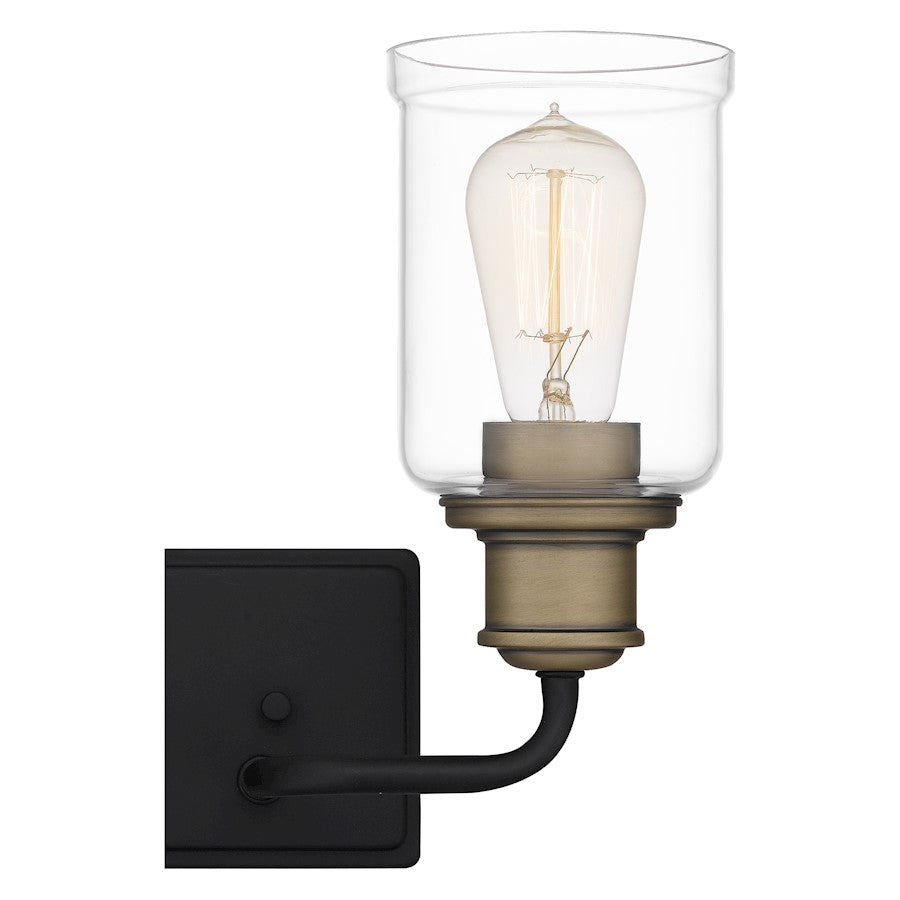 Cox 2 Light Bath Vanity Light, Matte Black/Clear
