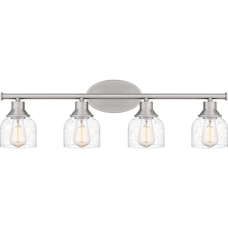 Quoizel Caverly 4 Light Bath Light, Brushed Nickel/Clear Seedy - CVL8631BN