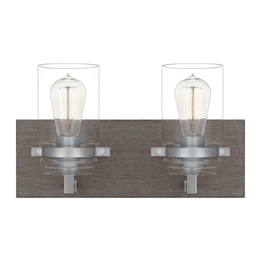Quoizel Craven 2 Light Bath Vanity, Aged Oak - CVN8615AGO