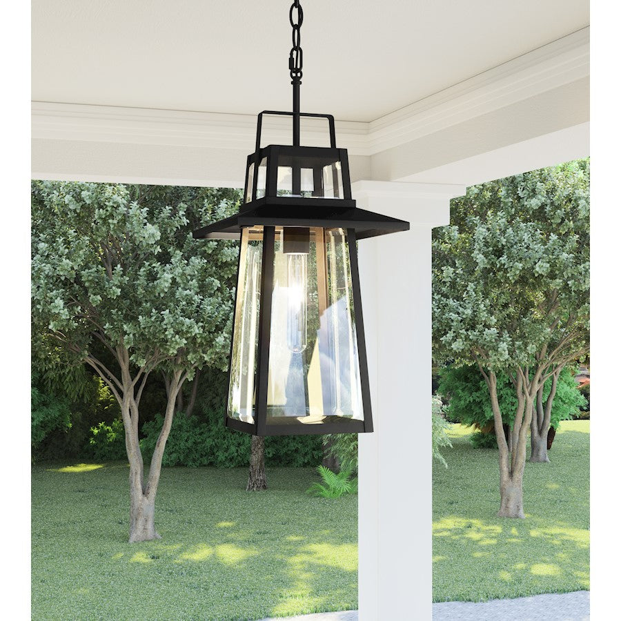 Devonport 1 Light Mini Pendant, Matte Black/Clear Beveled