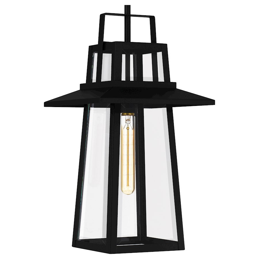 Devonport 1 Light Mini Pendant, Matte Black/Clear Beveled