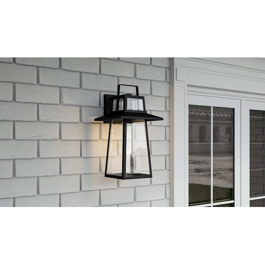 Devonport 1 Light Outdoor Lantern, Matte Black/Beveled