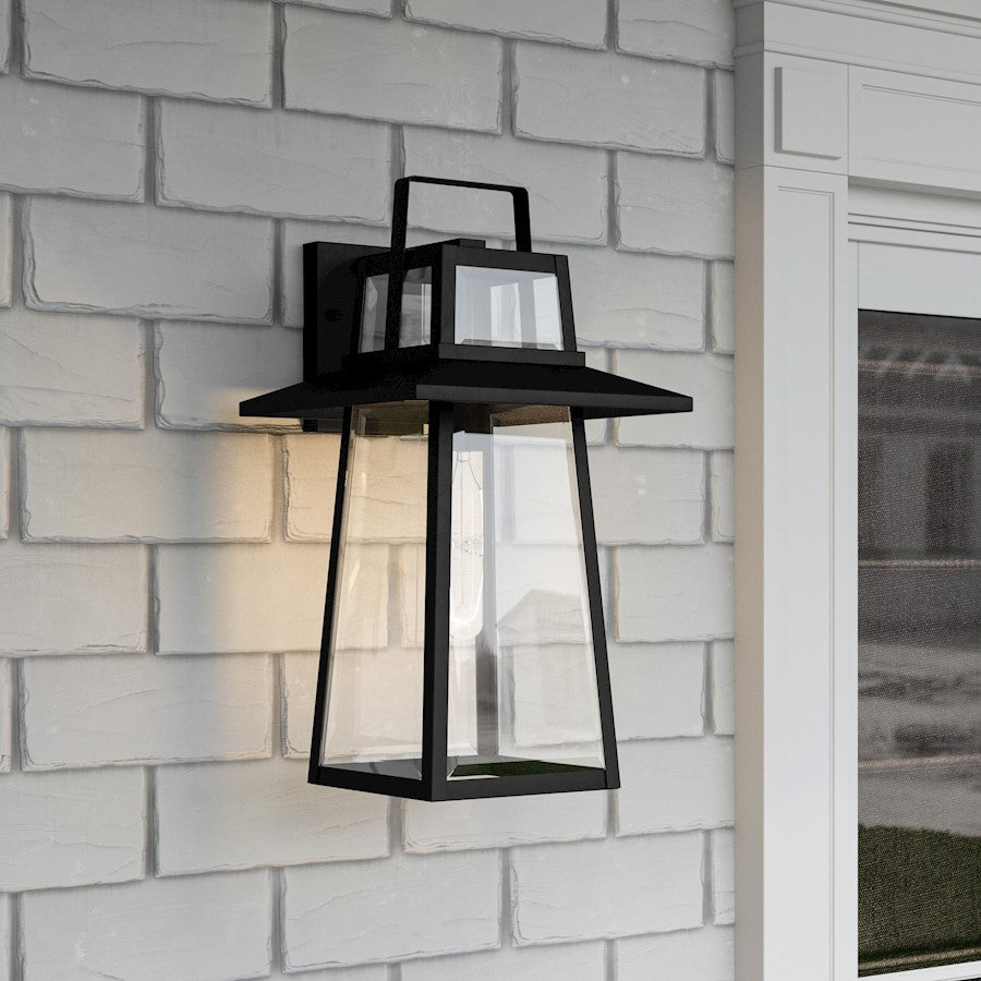 Devonport 1 Light Outdoor Lantern, Matte Black/Beveled