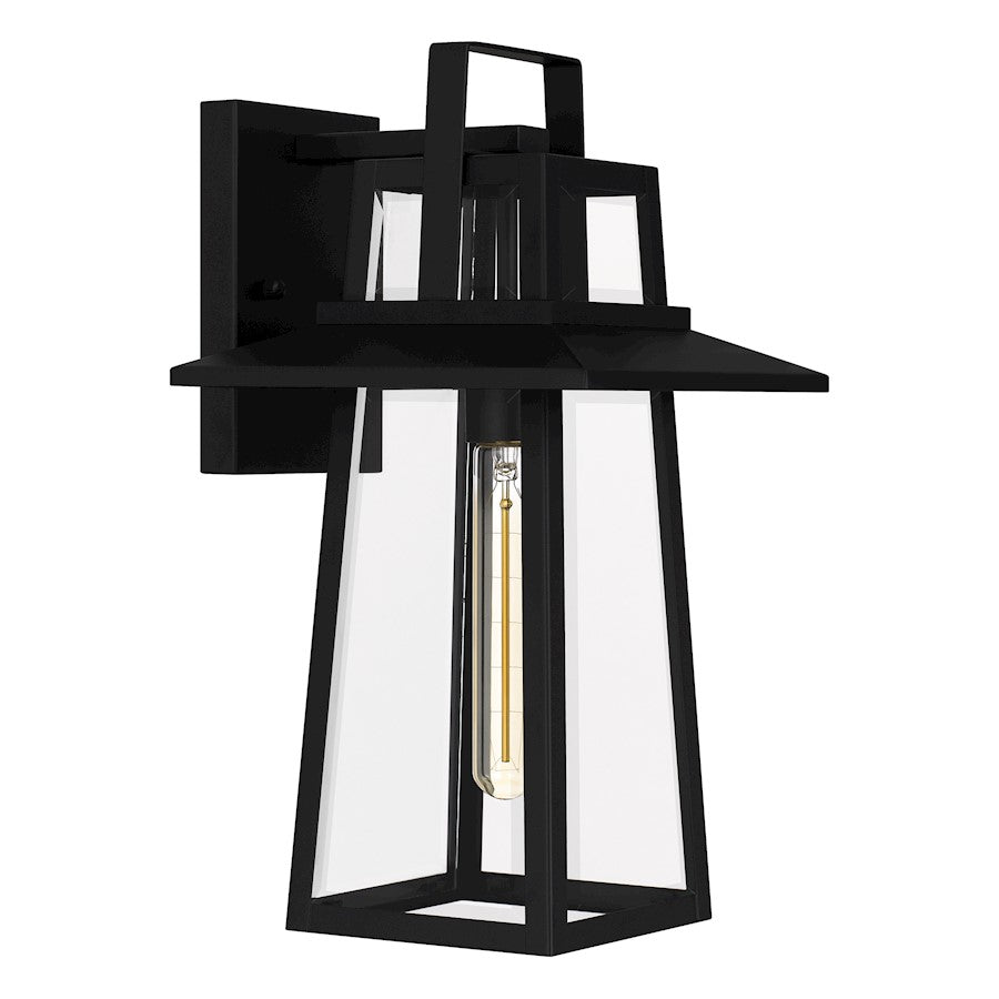 Devonport 1 Light Outdoor Lantern, Matte Black/Beveled
