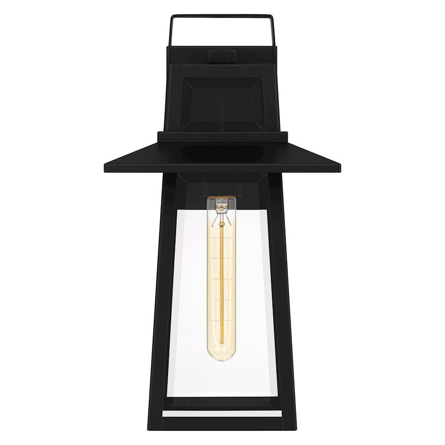 Devonport 1 Light Outdoor Lantern, Matte Black/Beveled