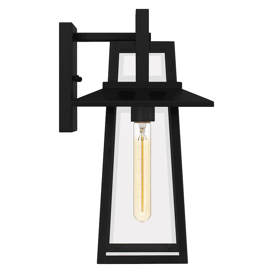 Devonport 1 Light Outdoor Lantern, Matte Black/Beveled