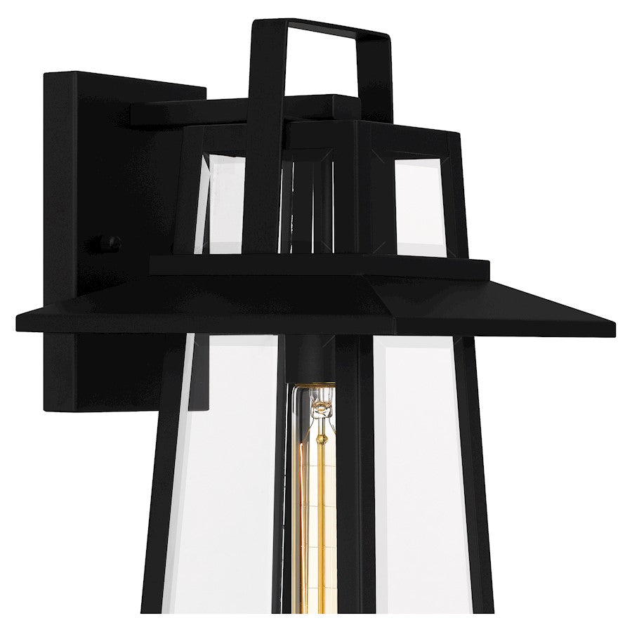 Devonport 1 Light Outdoor Lantern, Matte Black/Beveled