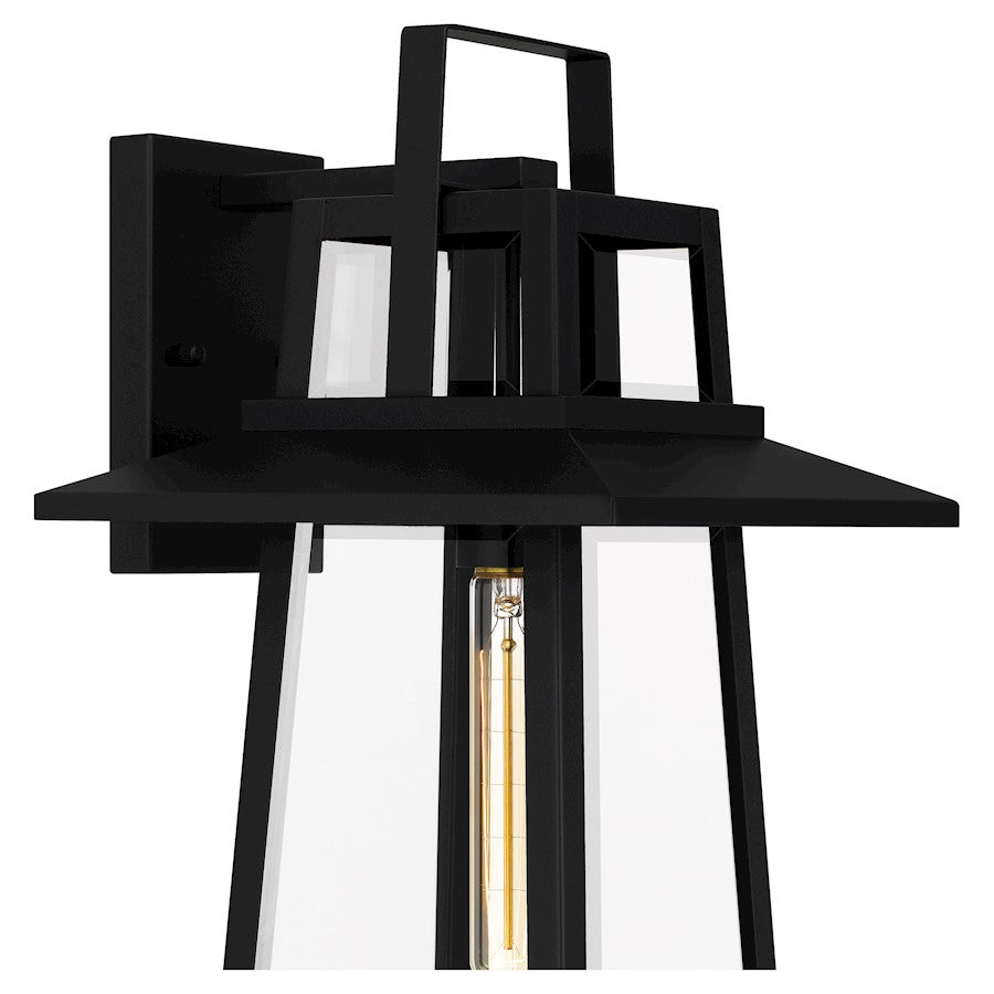 Devonport 1 Light Outdoor Lantern, Matte Black/Beveled
