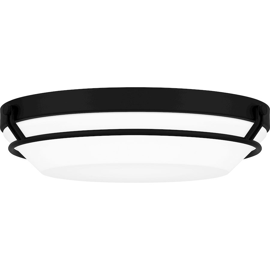 Quoizel Dunbar Flush Mount, Matte Black/White Acrylic - DNB1616MBK
